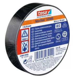 Taśma elektroizolacyjna 5000V PVC 20m 19mm czarna TESA